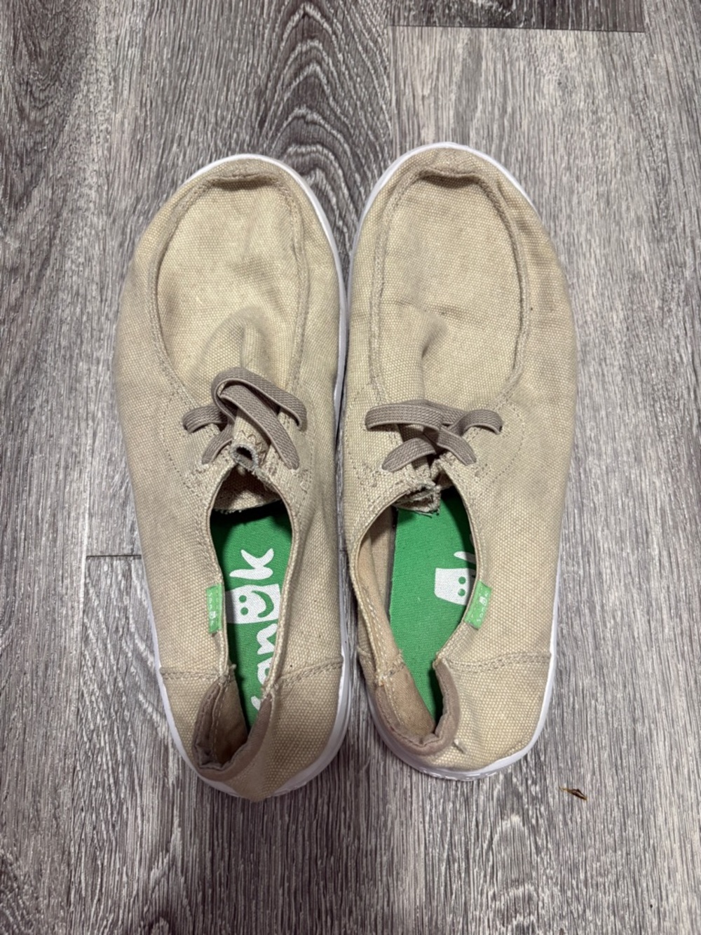 Sanuk Tan Canvas Slip-On Sneakers